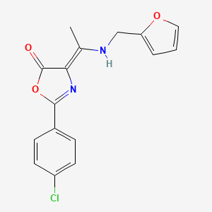 molecular formula C16H13ClN2O3 B7795307 (4Z)-2-(4-chlorophenyl)-4-[1-(furan-2-ylmethylamino)ethylidene]-1,3-oxazol-5-one 