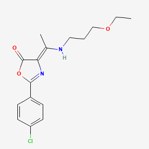 molecular formula C16H19ClN2O3 B7795309 (4Z)-2-(4-chlorophenyl)-4-[1-(3-ethoxypropylamino)ethylidene]-1,3-oxazol-5-one 