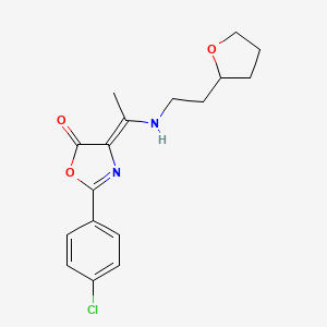 molecular formula C17H19ClN2O3 B7795337 (4Z)-2-(4-chlorophenyl)-4-[1-[2-(oxolan-2-yl)ethylamino]ethylidene]-1,3-oxazol-5-one 