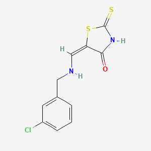 molecular formula C11H9ClN2OS2 B7795360 (5E)-5-[[(3-chlorophenyl)methylamino]methylidene]-2-sulfanylidene-1,3-thiazolidin-4-one 
