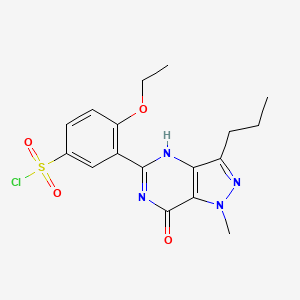 molecular formula C17H19ClN4O4S B7796044 4-ethoxy-3-(1-methyl-7-oxo-3-propyl-4H-pyrazolo[4,3-d]pyrimidin-5-yl)benzenesulfonyl chloride 