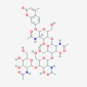 molecular formula C42H60N4O23 B7796259 N-[2-[5-acetamido-6-[5-acetamido-6-[5-acetamido-4-hydroxy-2-(hydroxymethyl)-6-(4-methyl-2-oxochromen-7-yl)oxyoxan-3-yl]oxy-4-hydroxy-2-(hydroxymethyl)oxan-3-yl]oxy-4-hydroxy-2-(hydroxymethyl)oxan-3-yl]oxy-4,5-dihydroxy-6-(hydroxymethyl)oxan-3-yl]acetamide 