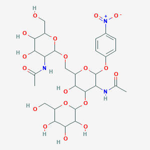 molecular formula C28H41N3O18 B7796313 alpha-D-Galactopyranoside, 4-nitrophenyl O-2-(acetylamino)-2-deoxy-beta-D-glucopyranosyl-(1-->6)-O-[beta-D-galactopyranosyl-(1-->3)]-2-(acetylamino)-2-deoxy- 