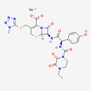 molecular formula C25H26N9NaO8S2 B7796849 sodium;(6R,7R)-7-[[(2R)-2-[(4-ethyl-2,3-dioxopiperazine-1-carbonyl)amino]-2-(4-hydroxyphenyl)acetyl]amino]-3-[(1-methyltetrazol-5-yl)sulfanylmethyl]-8-oxo-5-thia-1-azabicyclo[4.2.0]oct-2-ene-2-carboxylate 
