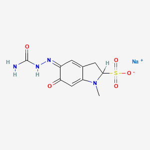 molecular formula C10H11N4NaO5S B7797324 sodium;(5Z)-5-(carbamoylhydrazinylidene)-1-methyl-6-oxo-2,3-dihydroindole-2-sulfonate 