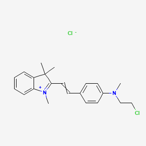 molecular formula C22H26Cl2N2 B7797386 N-(2-chloroethyl)-N-methyl-4-[2-(1,3,3-trimethylindol-1-ium-2-yl)ethenyl]aniline;chloride 