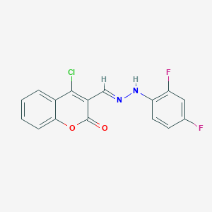 molecular formula C16H9ClF2N2O2 B7797403 4-chloro-3-[(E)-[(2,4-difluorophenyl)hydrazinylidene]methyl]chromen-2-one 