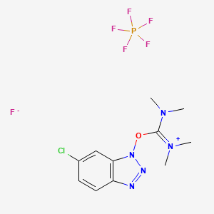 molecular formula C11H15ClF6N5OP B7797936 [(6-Chlorobenzotriazol-1-yl)oxy-(dimethylamino)methylidene]-dimethylazanium;pentafluoro-lambda5-phosphane;fluoride 