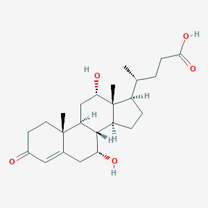 molecular formula C24H36O5 B077980 7alpha,12alpha-Dihydroxy-3-oxochol-4-en-24-oic Acid CAS No. 13587-11-6