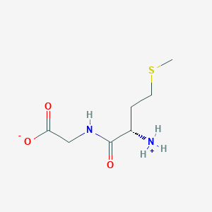 molecular formula C7H14N2O3S B7798440 2-[[(2S)-2-Azaniumyl-4-methylsulfanylbutanoyl]amino]acetate 
