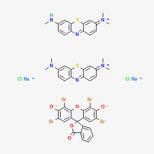 molecular formula C51H40Br4Cl2N6Na2O5S2 B7798737 Disodium;[7-(dimethylamino)phenothiazin-3-ylidene]-dimethylazanium;dimethyl-[7-(methylamino)phenothiazin-3-ylidene]azanium;2',4',5',7'-tetrabromo-3-oxospiro[2-benzofuran-1,9'-xanthene]-3',6'-diolate;dichloride 