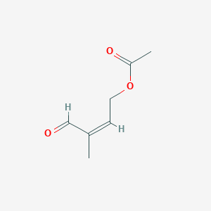 molecular formula C7H10O3 B077990 3-Formylcrotyl acetate CAS No. 14918-80-0