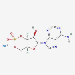 molecular formula C10H11N5NaO6P B7799051 sodium;(4aR,6R,7R,7aS)-6-(6-aminopurin-9-yl)-2-oxido-2-oxo-4a,6,7,7a-tetrahydro-4H-furo[3,2-d][1,3,2]dioxaphosphinin-7-ol 