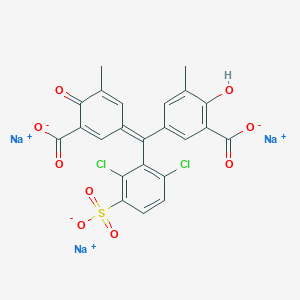 molecular formula C23H13Cl2Na3O9S B7799222 trisodium;5-[(Z)-(3-carboxylato-5-methyl-4-oxocyclohexa-2,5-dien-1-ylidene)-(2,6-dichloro-3-sulfonatophenyl)methyl]-2-hydroxy-3-methylbenzoate 