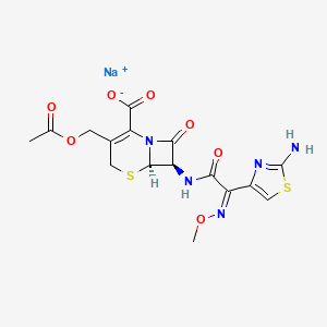 molecular formula C16H16N5NaO7S2 B7799409 sodium;(6R,7R)-3-(acetyloxymethyl)-7-[[(2Z)-2-(2-amino-1,3-thiazol-4-yl)-2-methoxyiminoacetyl]amino]-8-oxo-5-thia-1-azabicyclo[4.2.0]oct-2-ene-2-carboxylate 