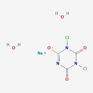 molecular formula C3H4Cl2N3NaO5 B7800288 sodium;1,5-dichloro-4,6-dioxo-1,3,5-triazin-2-olate;dihydrate 