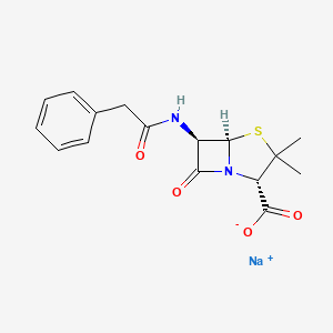 molecular formula C16H17N2NaO4S B7800729 sodium;(2S,5R,6R)-3,3-dimethyl-7-oxo-6-[(2-phenylacetyl)amino]-4-thia-1-azabicyclo[3.2.0]heptane-2-carboxylate 