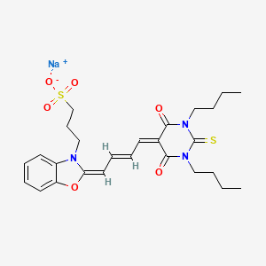 sodium 3-{2-[4-(1,3-dibutyl-4,6-dioxo-2-sulfanylidenetetrahydropyrimidin-5(2H)-ylidene)but-2-en-1-ylidene]-1,3-benzoxazol-3(2H)-yl}propane-1-sulfonate