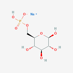 molecular formula C6H12NaO9P B7801298 sodium;[(2R,3S,4S,5R,6R)-3,4,5,6-tetrahydroxyoxan-2-yl]methyl hydrogen phosphate 