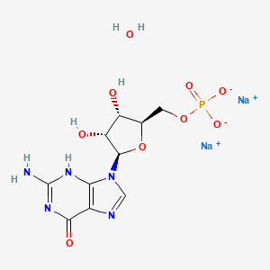 molecular formula C10H14N5Na2O9P B7802665 disodium;[(2R,3S,4R,5R)-5-(2-amino-6-oxo-3H-purin-9-yl)-3,4-dihydroxyoxolan-2-yl]methyl phosphate;hydrate 
