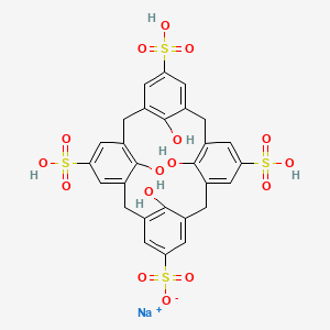 molecular formula C28H23NaO16S4 B7802911 sodium;25,26,27,28-tetrahydroxy-11,17,23-trisulfopentacyclo[19.3.1.13,7.19,13.115,19]octacosa-1(24),3,5,7(28),9,11,13(27),15(26),16,18,21(25),22-dodecaene-5-sulfonate 