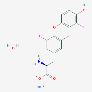 molecular formula C15H13I3NNaO5 B7802995 sodium;(2S)-2-amino-3-[4-(4-hydroxy-3-iodophenoxy)-3,5-diiodophenyl]propanoate;hydrate 