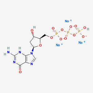 molecular formula C10H13N5Na3O13P3 B7803750 trisodium;[[[(2R,3S,5R)-5-(2-amino-6-oxo-3H-purin-9-yl)-3-hydroxyoxolan-2-yl]methoxy-oxidophosphoryl]oxy-oxidophosphoryl] hydrogen phosphate 