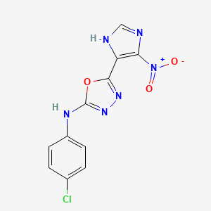 molecular formula C11H7ClN6O3 B7804494 N-(4-chlorophenyl)-5-(4-nitro-1H-imidazol-5-yl)-1,3,4-oxadiazol-2-amine 