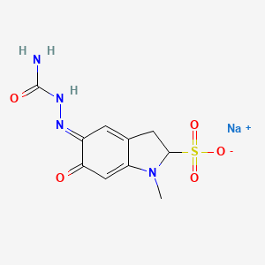 molecular formula C10H11N4NaO5S B7805247 sodium;(5E)-5-(carbamoylhydrazinylidene)-1-methyl-6-oxo-2,3-dihydroindole-2-sulfonate 