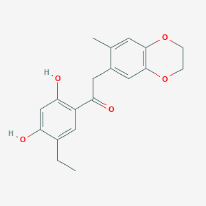 molecular formula C19H20O5 B7805914 1-(5-Ethyl-2,4-dihydroxyphenyl)-2-(7-methyl-2,3-dihydro-1,4-benzodioxin-6-yl)ethanone 