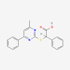 molecular formula C19H16N2O2S B7805983 alpha-((4-Methyl-6-phenyl-2-pyrimidinyl)thio)benzeneacetic acid CAS No. 77517-15-8
