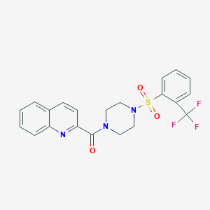 molecular formula C21H18F3N3O3S B7806153 Quinolin-2-yl(4-((2-(trifluoromethyl)phenyl)sulfonyl)piperazin-1-yl)methanone 