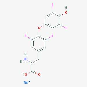 molecular formula C15H10I4NNaO4 B7807549 sodium;2-amino-3-[4-(4-hydroxy-3,5-diiodophenoxy)-3,5-diiodophenyl]propanoate 