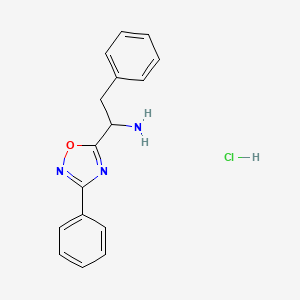 2-Phenyl-1-(3-phenyl-1,2,4-oxadiazol-5-yl)ethanamine hydrochloride