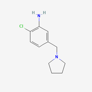 molecular formula C11H15ClN2 B7809228 2-Chloro-5-(pyrrolidin-1-ylmethyl)aniline 