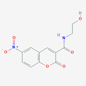 molecular formula C12H10N2O6 B7809373 N-(2-hydroxyethyl)-6-nitro-2-oxochromene-3-carboxamide 