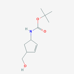 molecular formula C11H19NO3 B7809763 tert-butyl ((1R,4S)-4-(hydroxymethyl)cyclopent-2-en-1-yl)carbamate 
