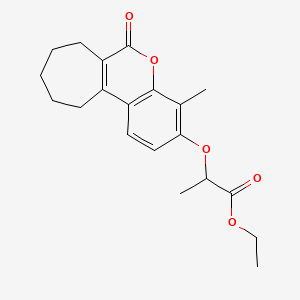molecular formula C20H24O5 B7810591 ETHYL 2-({4-METHYL-6-OXO-6H,7H,8H,9H,10H,11H-CYCLOHEPTA[C]CHROMEN-3-YL}OXY)PROPANOATE 