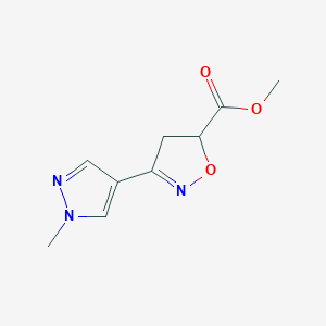 molecular formula C9H11N3O3 B7810733 Methyl 3-(1-methyl-1H-pyrazol-4-yl)-4,5-dihydroisoxazole-5-carboxylate 
