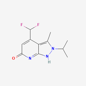 molecular formula C11H13F2N3O B7810912 4-(difluoromethyl)-3-methyl-2-propan-2-yl-1H-pyrazolo[3,4-b]pyridin-6-one 