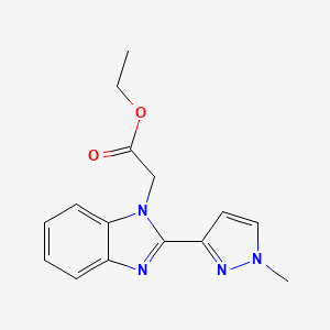 molecular formula C15H16N4O2 B7810966 Ethyl 2-(2-(1-methyl-1H-pyrazol-3-yl)-1H-benzo[d]imidazol-1-yl)acetate 
