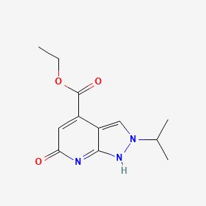 molecular formula C12H15N3O3 B7811176 ethyl 6-oxo-2-propan-2-yl-1H-pyrazolo[3,4-b]pyridine-4-carboxylate 