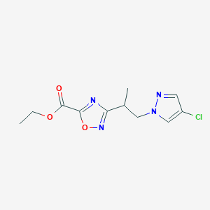 molecular formula C11H13ClN4O3 B7811261 Ethyl 3-(1-(4-chloro-1H-pyrazol-1-yl)propan-2-yl)-1,2,4-oxadiazole-5-carboxylate 