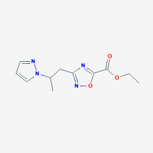 molecular formula C11H14N4O3 B7811264 Ethyl 3-(2-(1H-pyrazol-1-yl)propyl)-1,2,4-oxadiazole-5-carboxylate 