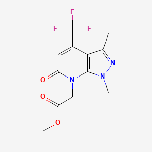 molecular formula C12H12F3N3O3 B7811330 Methyl 2-(1,3-dimethyl-6-oxo-4-(trifluoromethyl)-1H-pyrazolo[3,4-b]pyridin-7(6H)-yl)acetate 