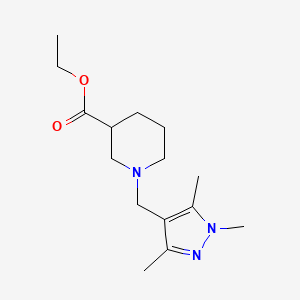 molecular formula C15H25N3O2 B7811367 ethyl 1-[(1,3,5-trimethyl-1H-pyrazol-4-yl)methyl]piperidine-3-carboxylate 
