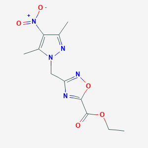 Ethyl 3-((3,5-dimethyl-4-nitro-1H-pyrazol-1-yl)methyl)-1,2,4-oxadiazole-5-carboxylate