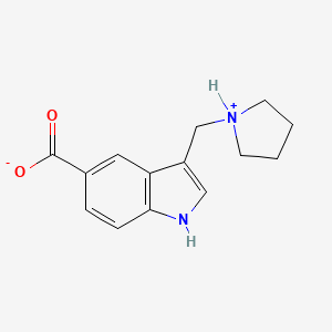 molecular formula C14H16N2O2 B7811456 3-(pyrrolidin-1-ium-1-ylmethyl)-1H-indole-5-carboxylate 