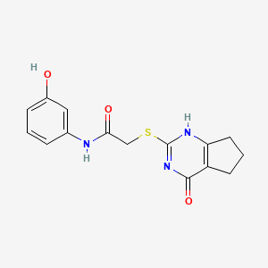 molecular formula C15H15N3O3S B7811741 N-(3-hydroxyphenyl)-2-[(4-oxo-1,5,6,7-tetrahydrocyclopenta[d]pyrimidin-2-yl)sulfanyl]acetamide 