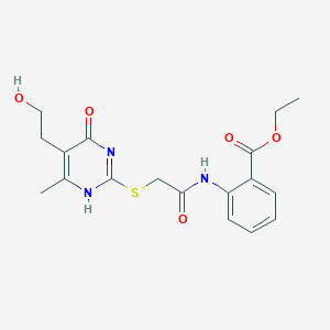 molecular formula C18H21N3O5S B7811828 ethyl 2-[[2-[[5-(2-hydroxyethyl)-6-methyl-4-oxo-1H-pyrimidin-2-yl]sulfanyl]acetyl]amino]benzoate 